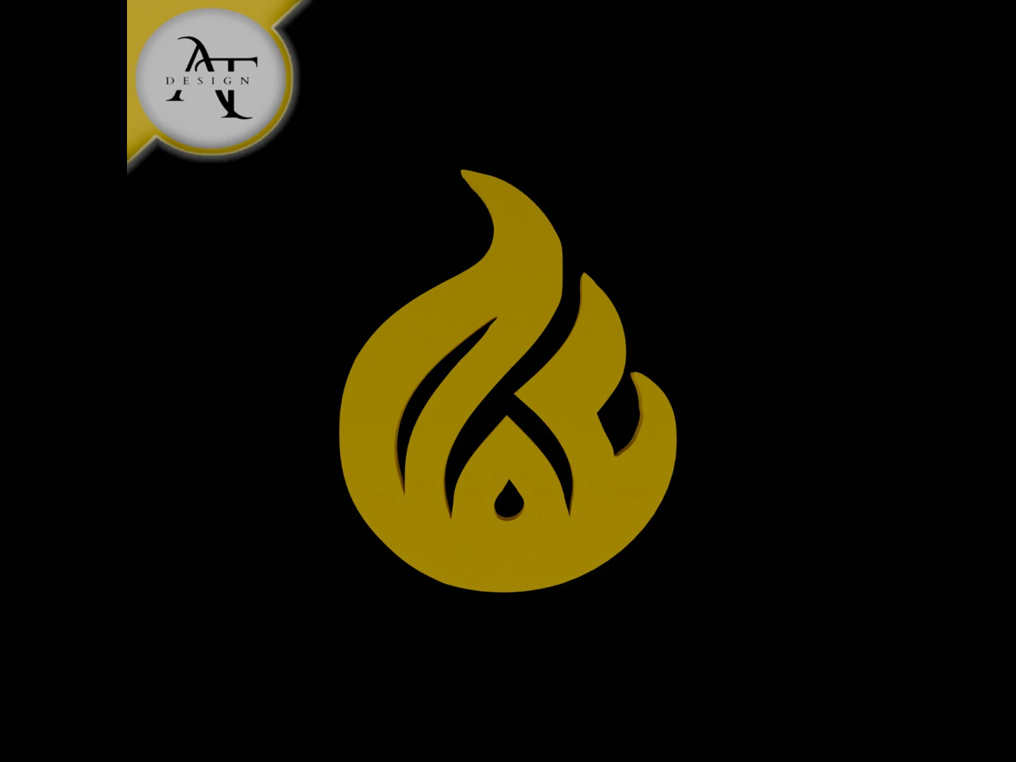 Simple Flame Symbol - 2D Art 3D Model .c4d .max .obj .3ds .fbx .stl .blend 