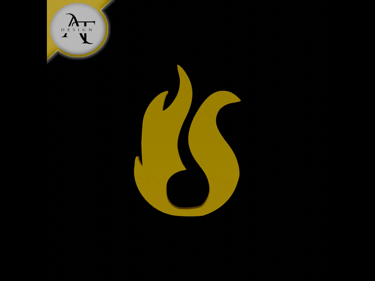 Simple Flame Symbol - 2D Art 3D Model .c4d .max .obj .3ds .fbx .stl .blend