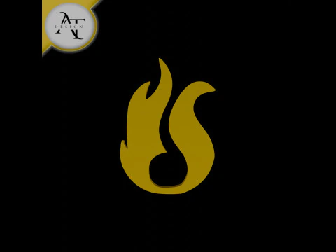 Prosty symbol płomienia - sztuka 2D Model 3D