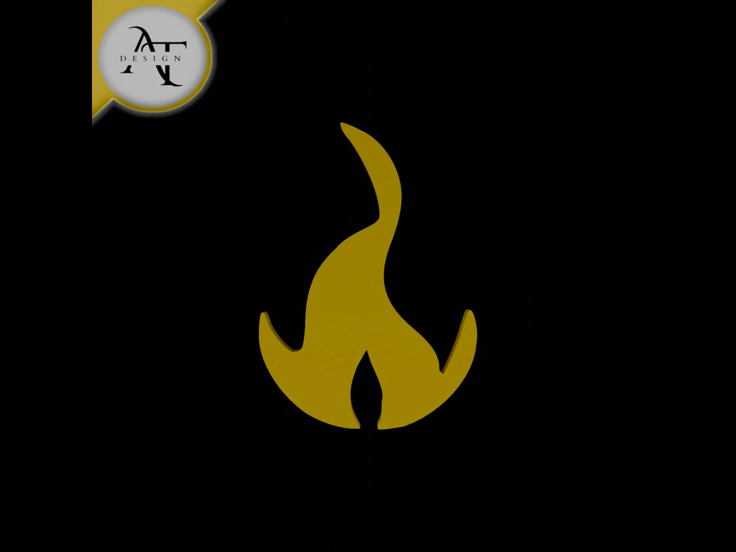 Simple Flame Symbol - 2D Art 3D Model .c4d .max .obj .3ds .fbx .stl .blend 