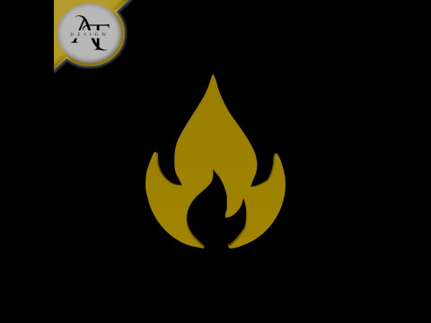 Simple Flame Symbol - 2D Art Modello 3D