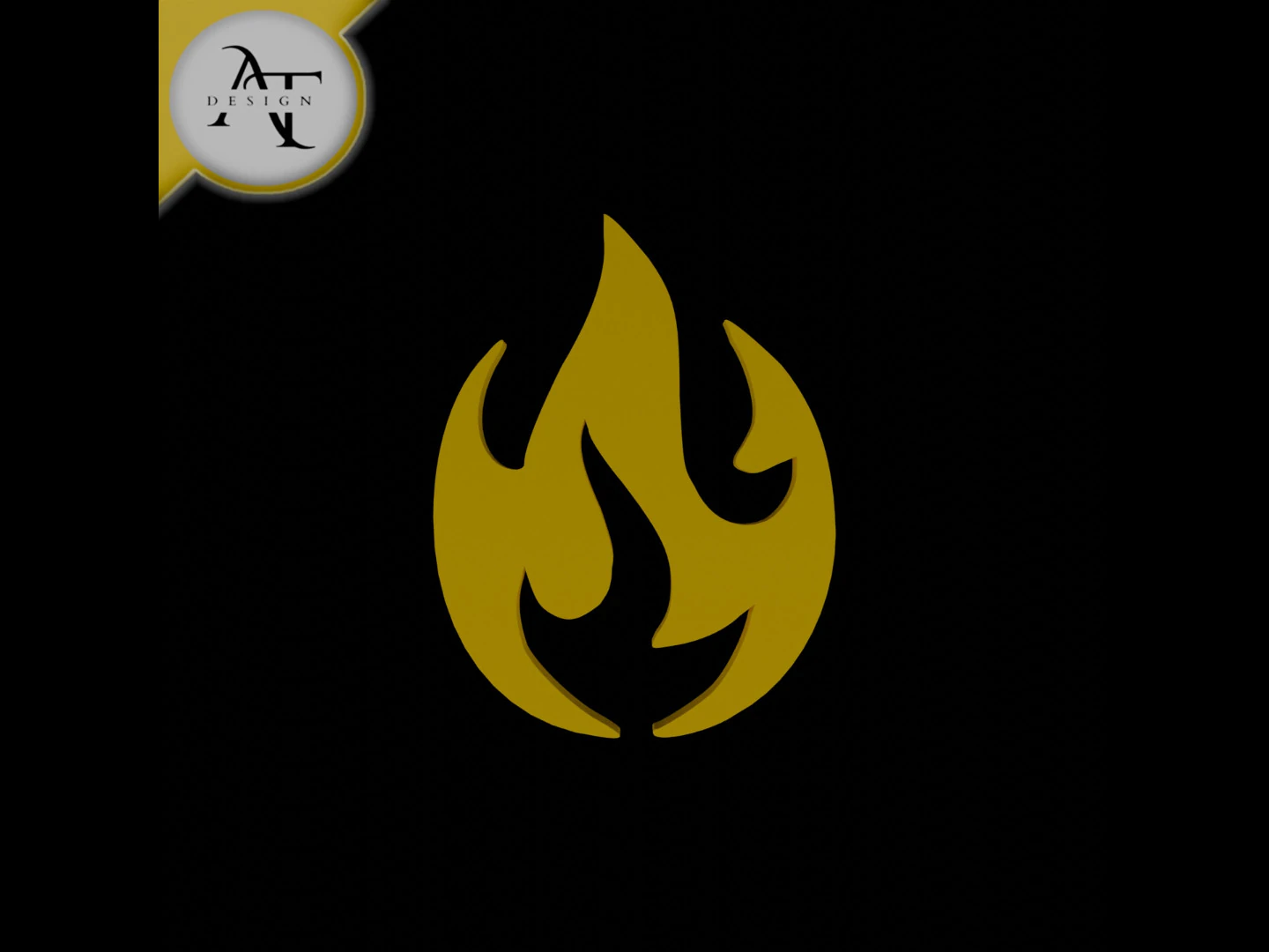 Simple Flame Symbol - 2D Art 3D Model .c4d .max .obj .3ds .fbx .stl .blend 