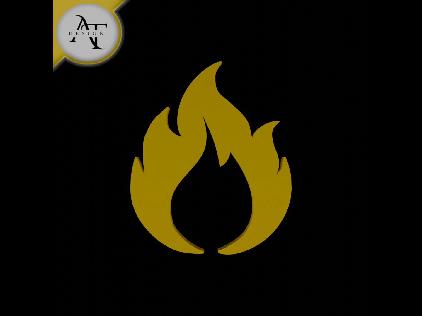 Simple Flame Symbol - 2D Art 3D Model .c4d .max .obj .3ds .fbx .stl .blend 