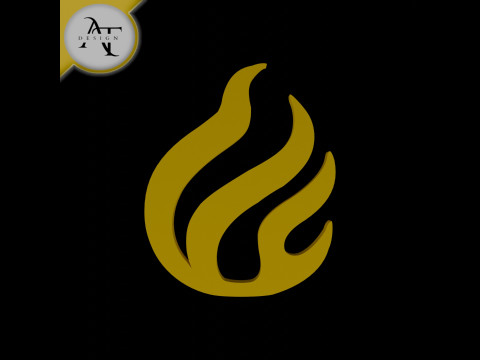 Simple Flame Symbol - 2D Art 3D Model
