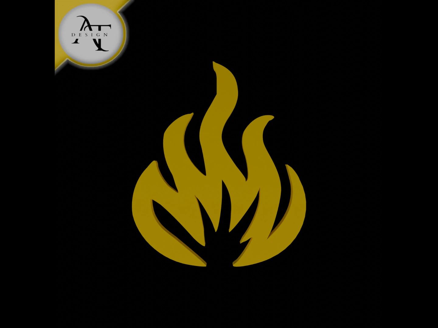 Simple Flame Symbol - 2D Art 3D Model .c4d .max .obj .3ds .fbx .stl .blend 