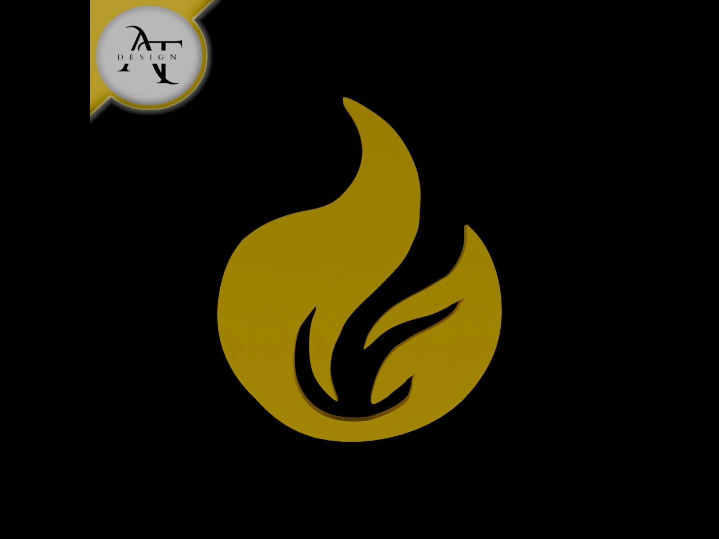 Simple Flame Symbol - 2D Art 3D Model .c4d .max .obj .3ds .fbx .stl .blend 