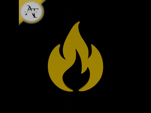 Simple Flame Symbol - 2D Art 3D Model