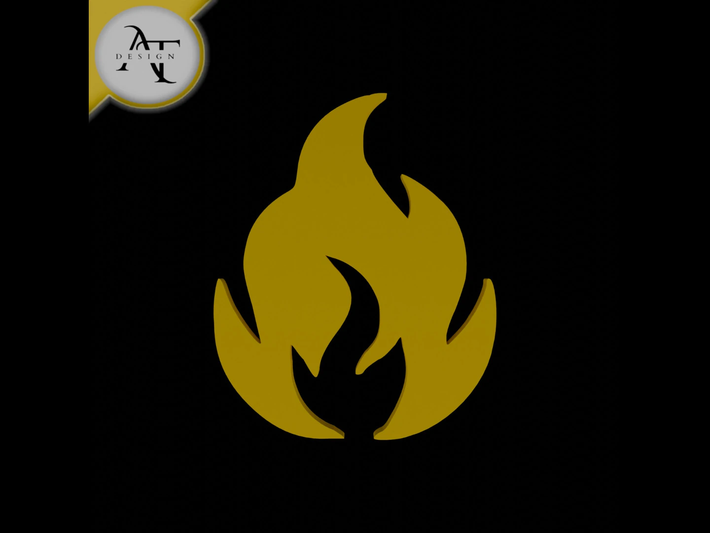 Simple Flame Symbol - 2D Art 3D Model .c4d .max .obj .3ds .fbx .stl .blend 