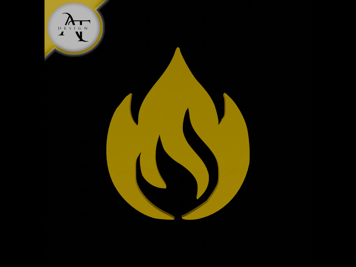 Simple Flame Symbol - 2D Art 3D Model .c4d .max .obj .3ds .fbx .stl .blend 