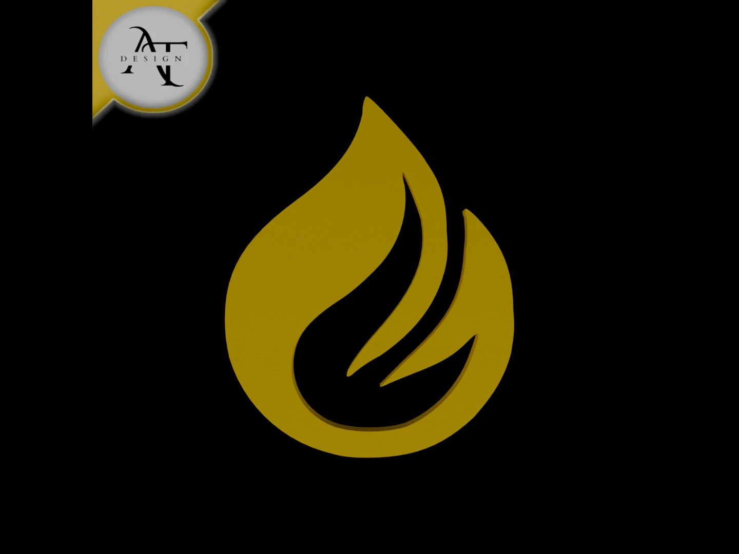 Simple Flame Symbol - 2D Art 3D Model .c4d .max .obj .3ds .fbx .stl .blend 