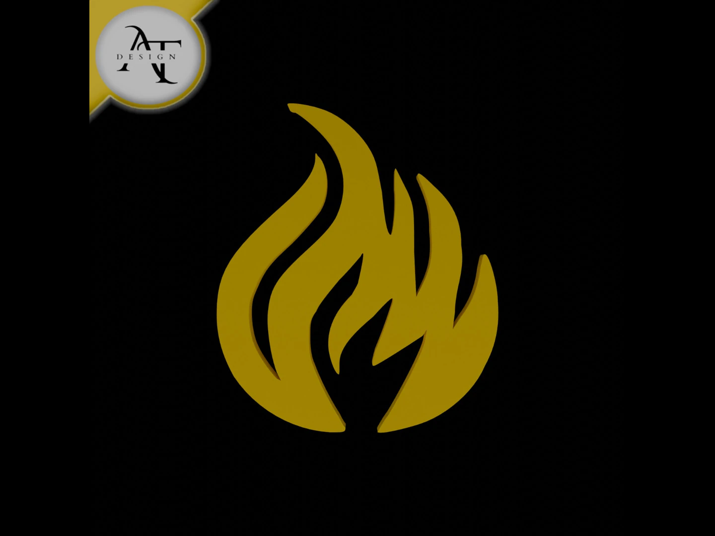 Simple Flame Symbol - 2D Art 3D Model .c4d .max .obj .3ds .fbx .stl .blend