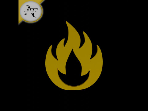 Simple Flame Symbol - 2D Art Model 3D