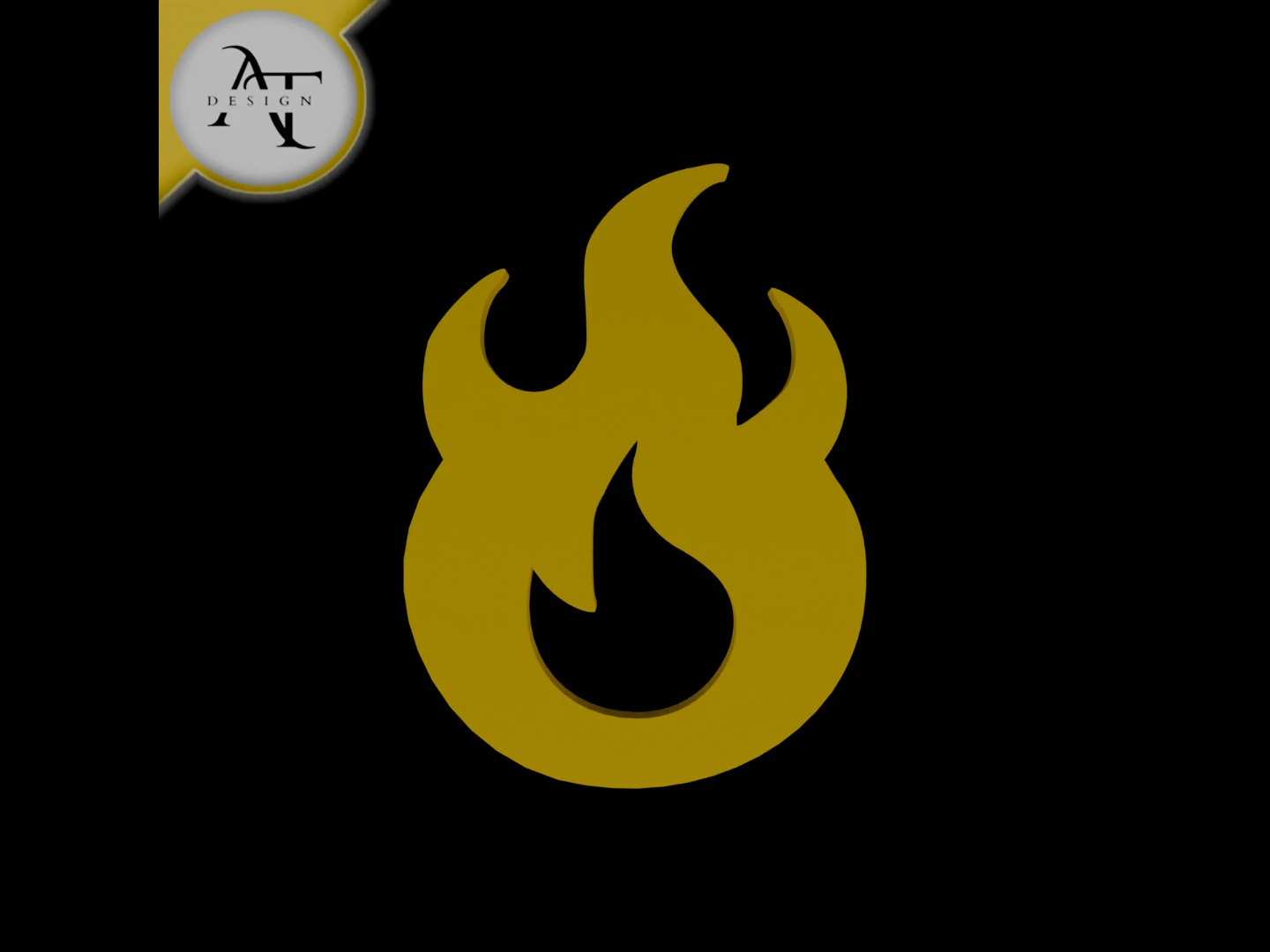 Simple Flame Symbol - 2D Art 3D Model .c4d .max .obj .3ds .fbx .stl .blend 