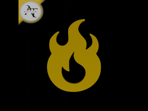 Simple Flame Symbol - 2D Art 3D Modell