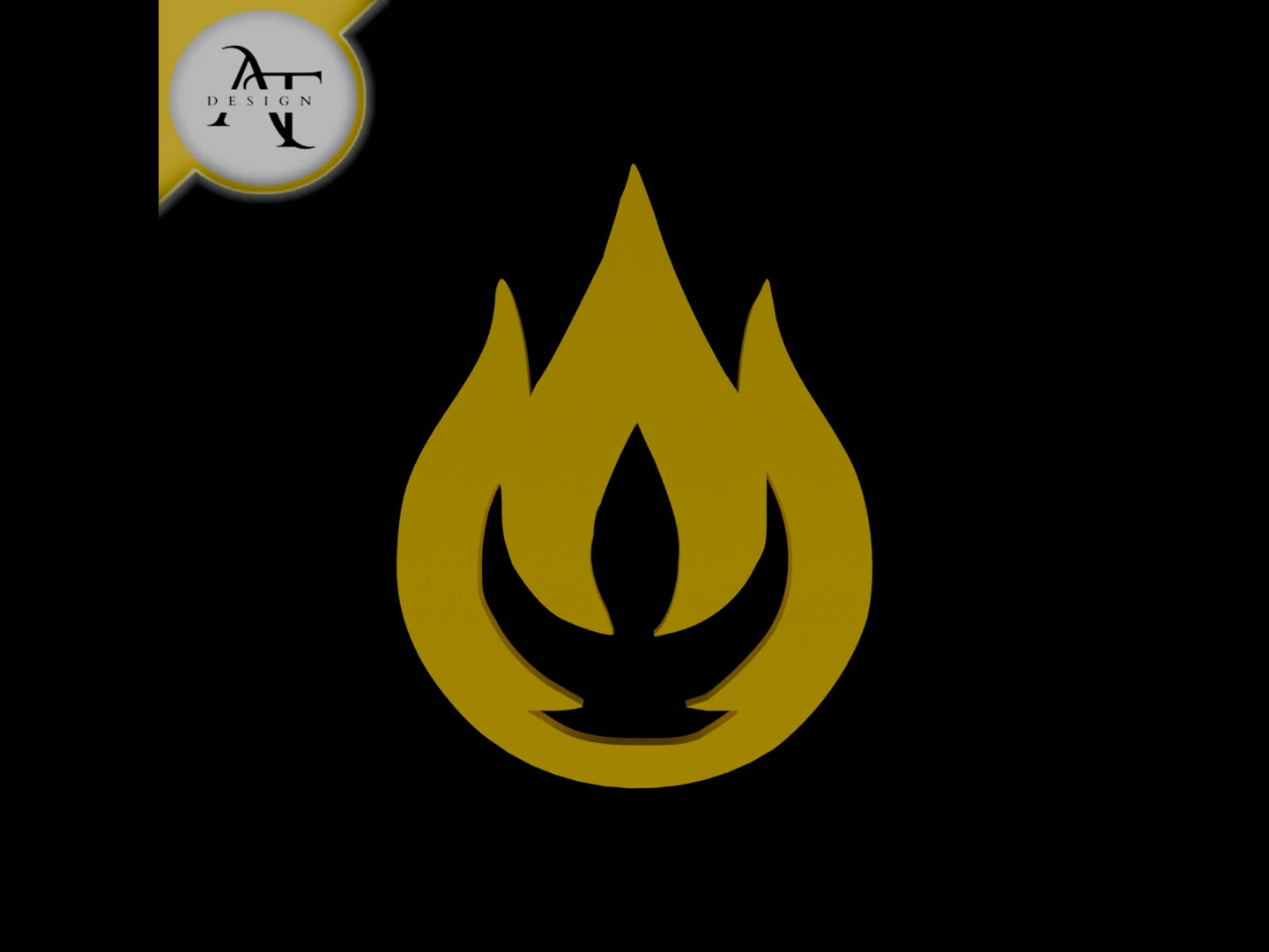 Simple Flame Symbol - 2D Art 3D Model .c4d .max .obj .3ds .fbx .stl .blend