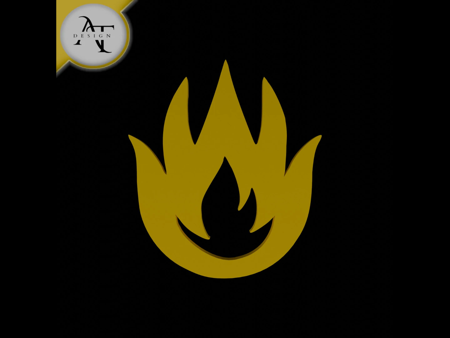 Simple Flame Symbol - 2D Art 3D Model .c4d .max .obj .3ds .fbx .stl .blend 