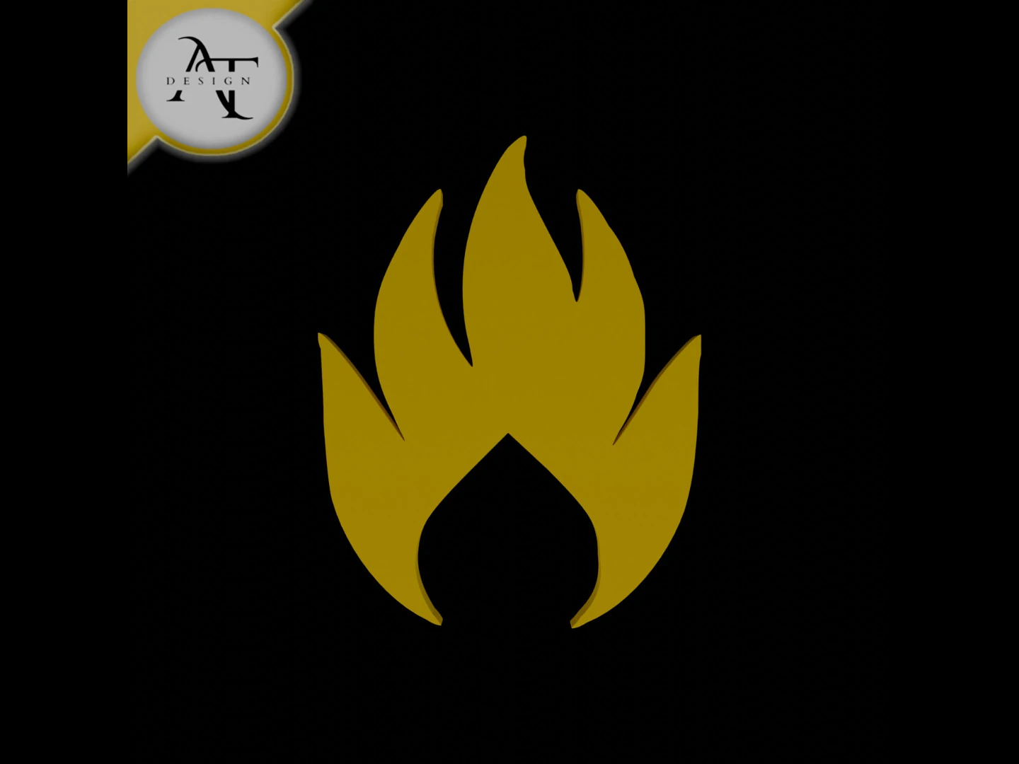 Simple Flame Symbol - 2D Art 3D Model .c4d .max .obj .3ds .fbx .stl .blend 