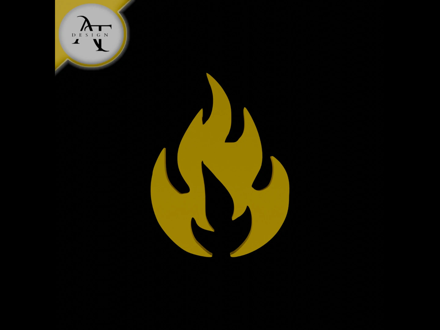 Simple Flame Symbol - 2D Art 3D Model .c4d .max .obj .3ds .fbx .stl .blend 
