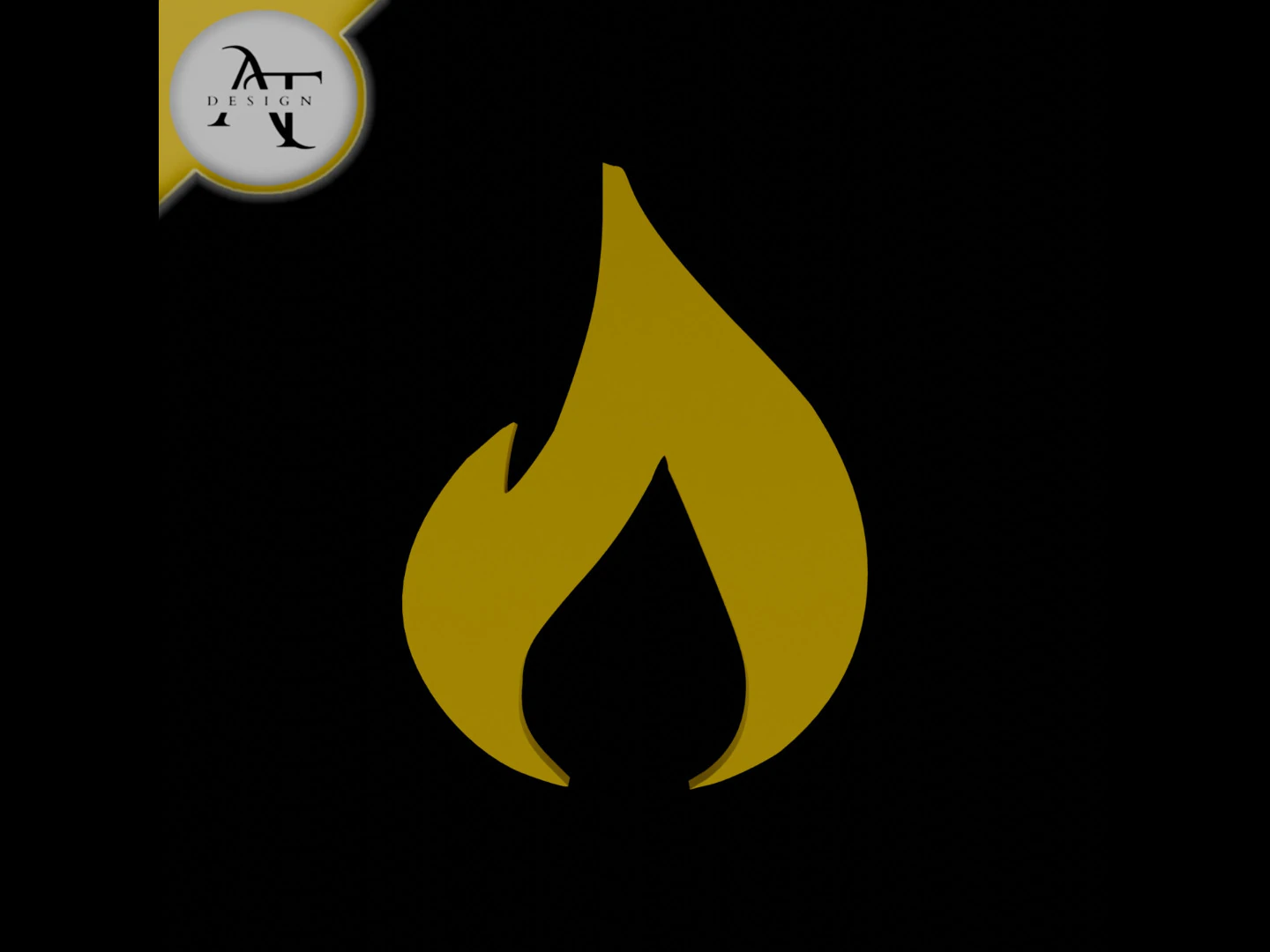 Simple Flame Symbol - 2D Art 3D Model .c4d .max .obj .3ds .fbx .stl .blend