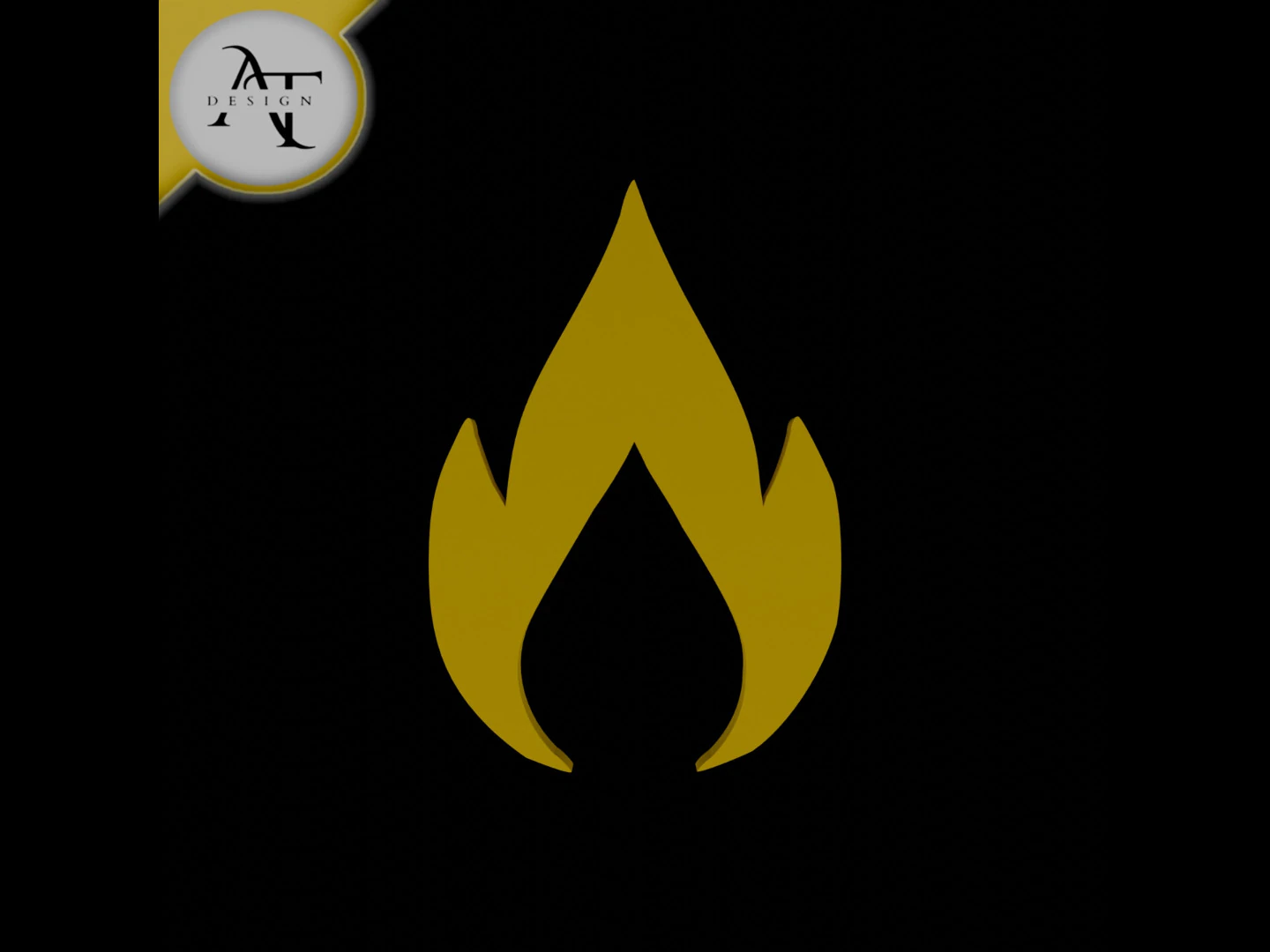 Simple Flame Symbol - 2D Art 3D Model .c4d .max .obj .3ds .fbx .stl .blend