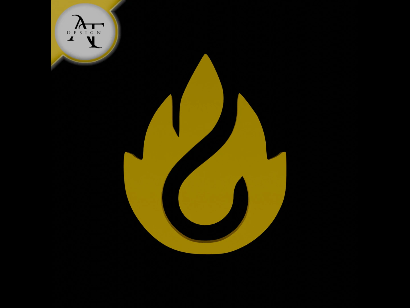 Simple Flame Symbol - 2D Art 3D Model .c4d .max .obj .3ds .fbx .stl .blend 