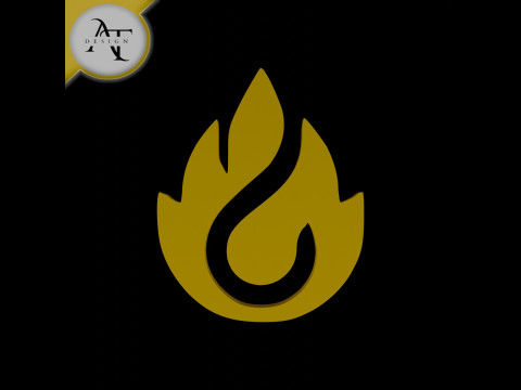 Simple Flame Symbol - 2D Art Model 3D