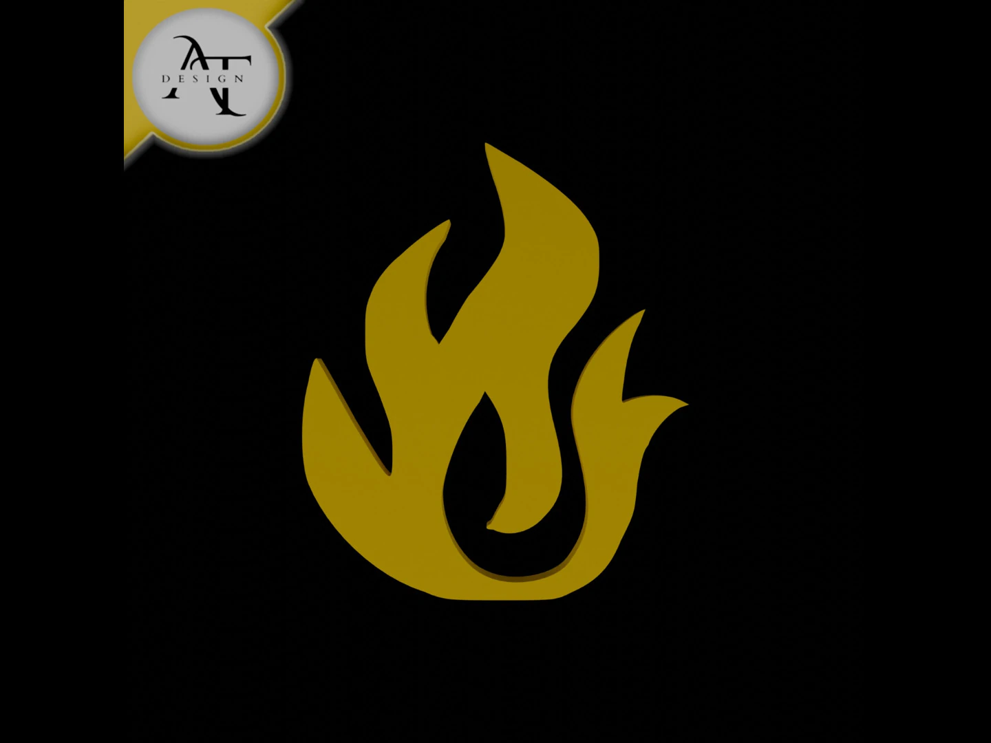 Simple Flame Symbol - 2D Art 3D Model .c4d .max .obj .3ds .fbx .stl .blend