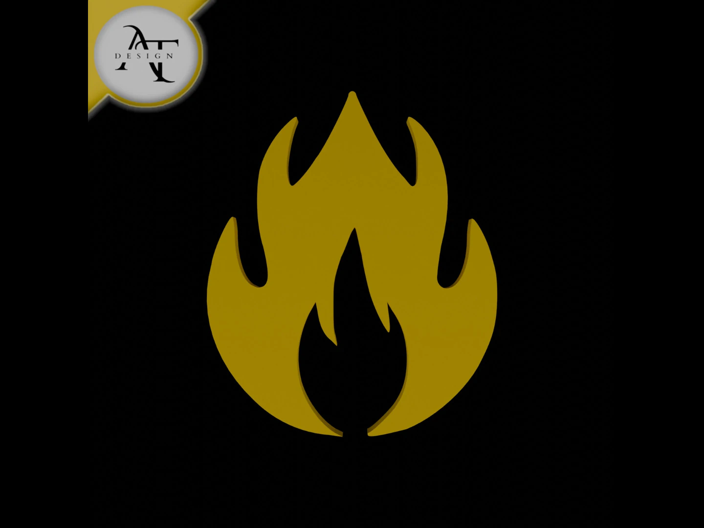 Simple Flame Symbol - 2D Art 3D Model .c4d .max .obj .3ds .fbx .stl .blend