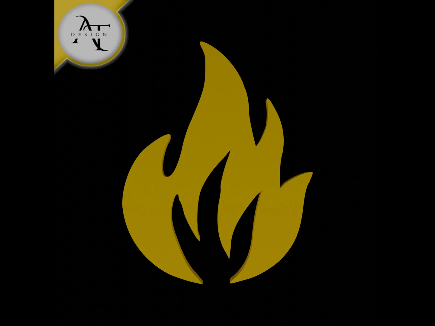 Simple Flame Symbol - 2D Art 3D Model .c4d .max .obj .3ds .fbx .stl .blend
