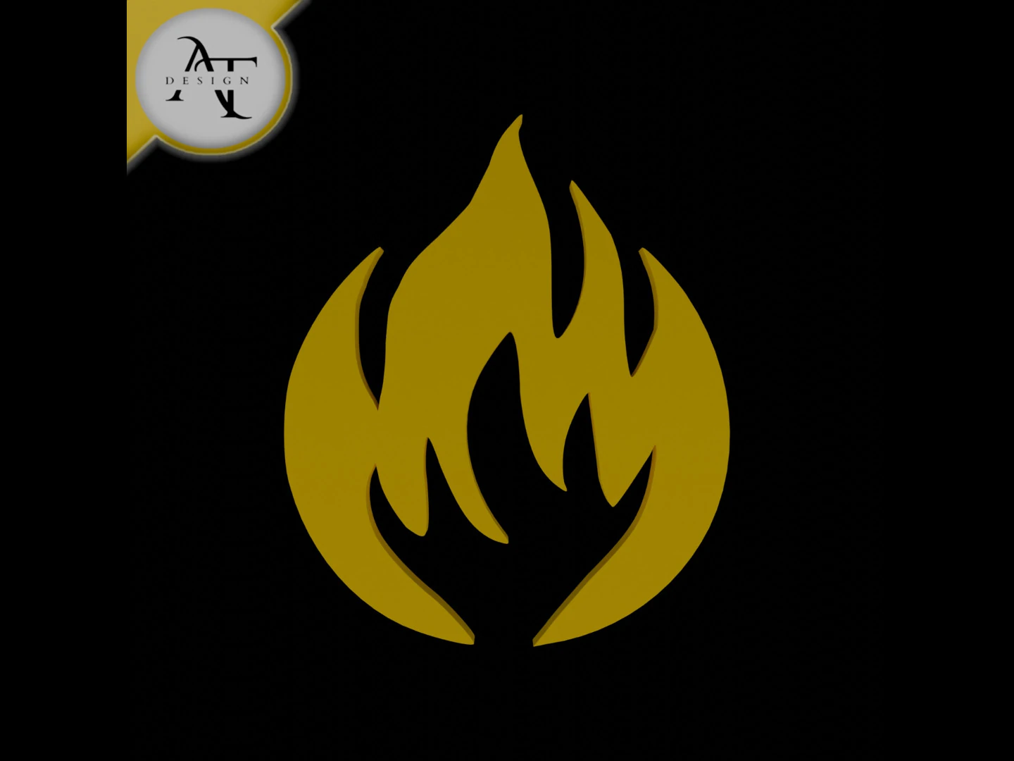 Simple Flame Symbol - 2D Art 3D Model .c4d .max .obj .3ds .fbx .stl .blend 