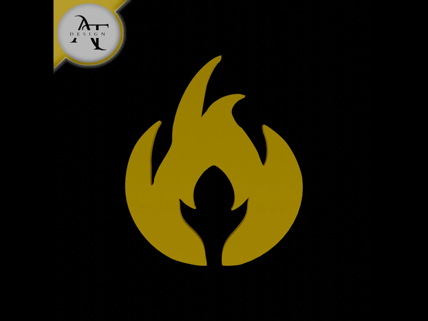Simple Flame Symbol - 2D Art 3D Model .c4d .max .obj .3ds .fbx .stl .blend