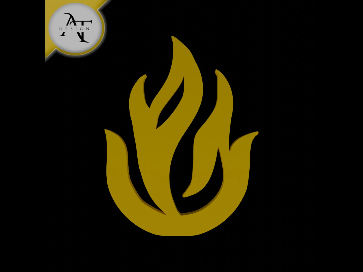 Simple Flame Symbol - 2D Art 3D Model .c4d .max .obj .3ds .fbx .stl .blend 