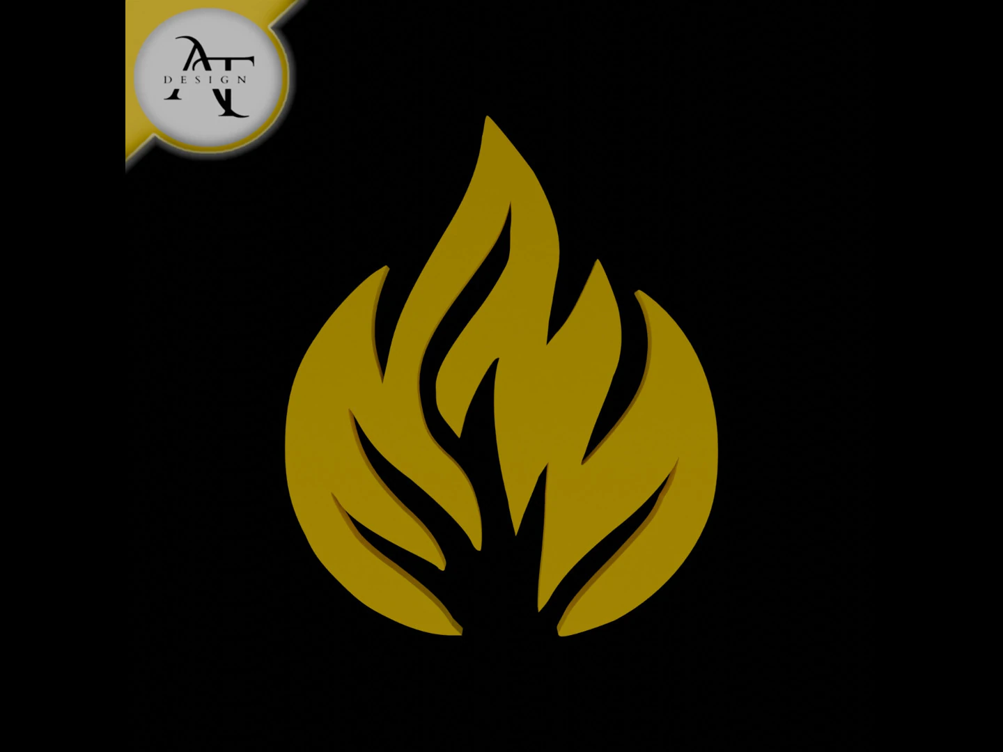 Simple Flame Symbol - 2D Art 3D Model .c4d .max .obj .3ds .fbx .stl .blend