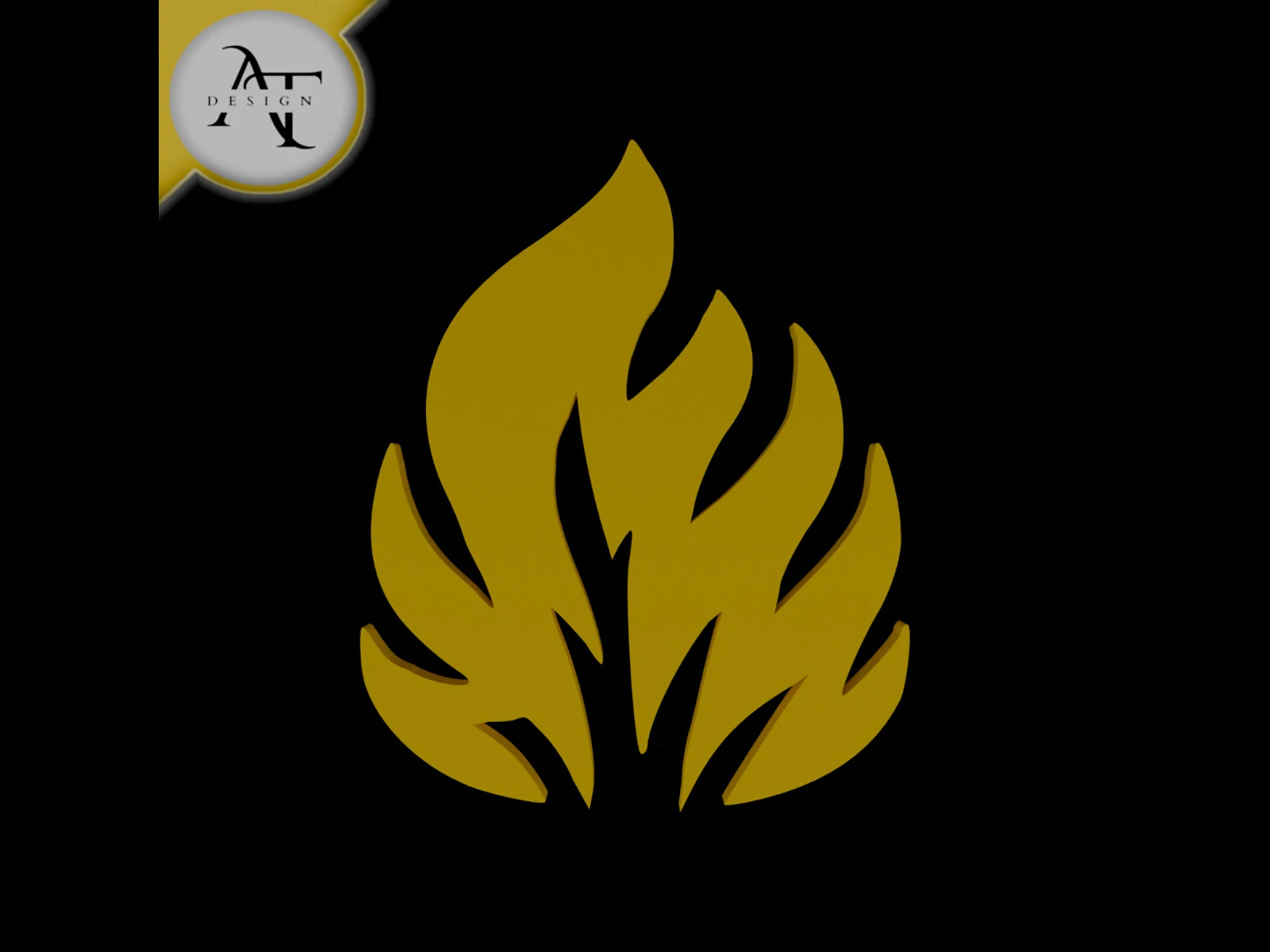 Simple Flame Symbol - 2D Art 3D Model .c4d .max .obj .3ds .fbx .stl .blend 