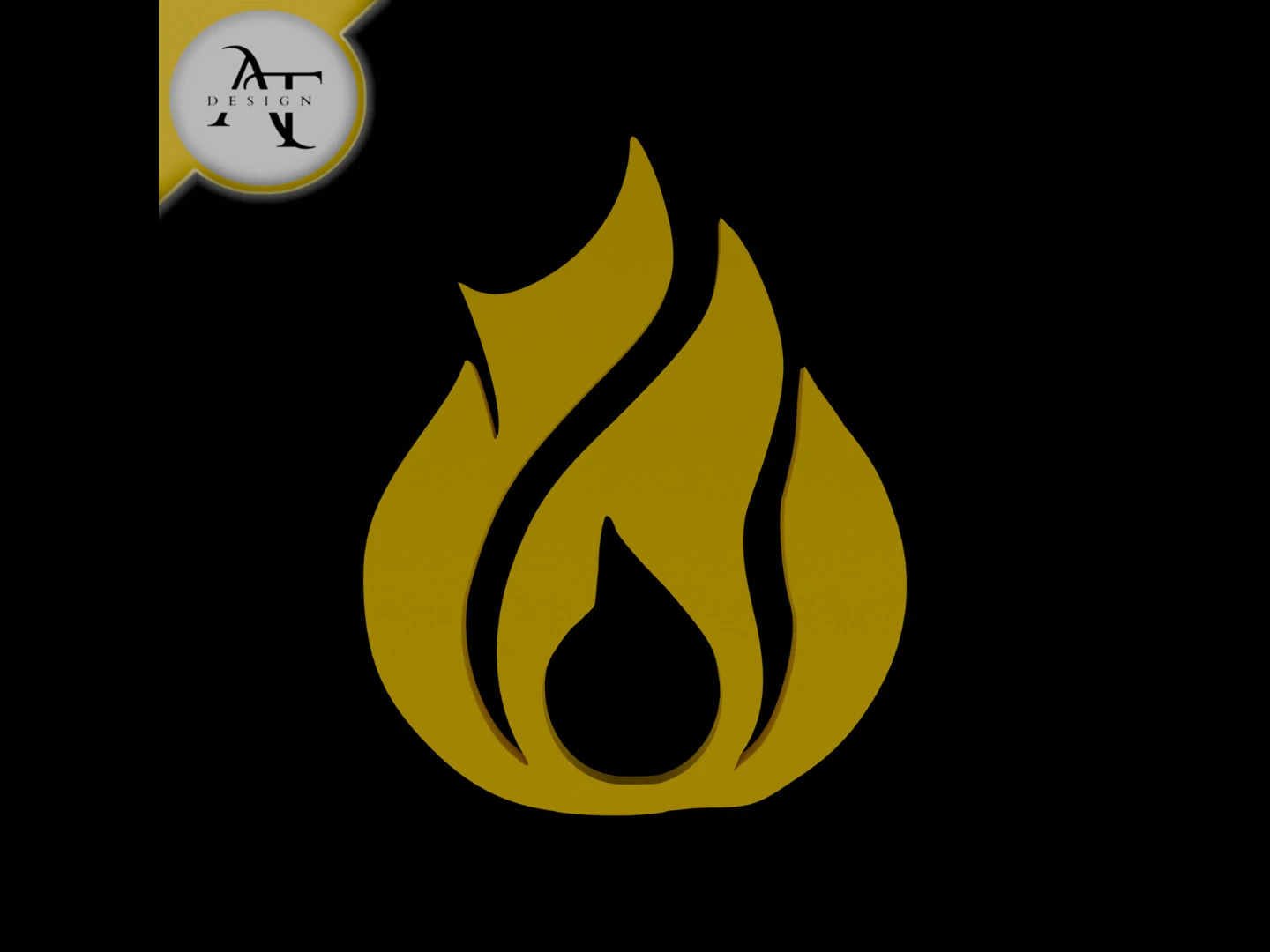 Simple Flame Symbol - 2D Art 3D Model .c4d .max .obj .3ds .fbx .stl .blend
