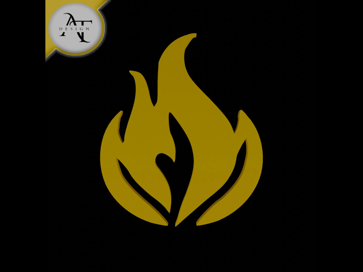 Simple Flame Symbol - 2D Art 3D Model .c4d .max .obj .3ds .fbx .stl .blend