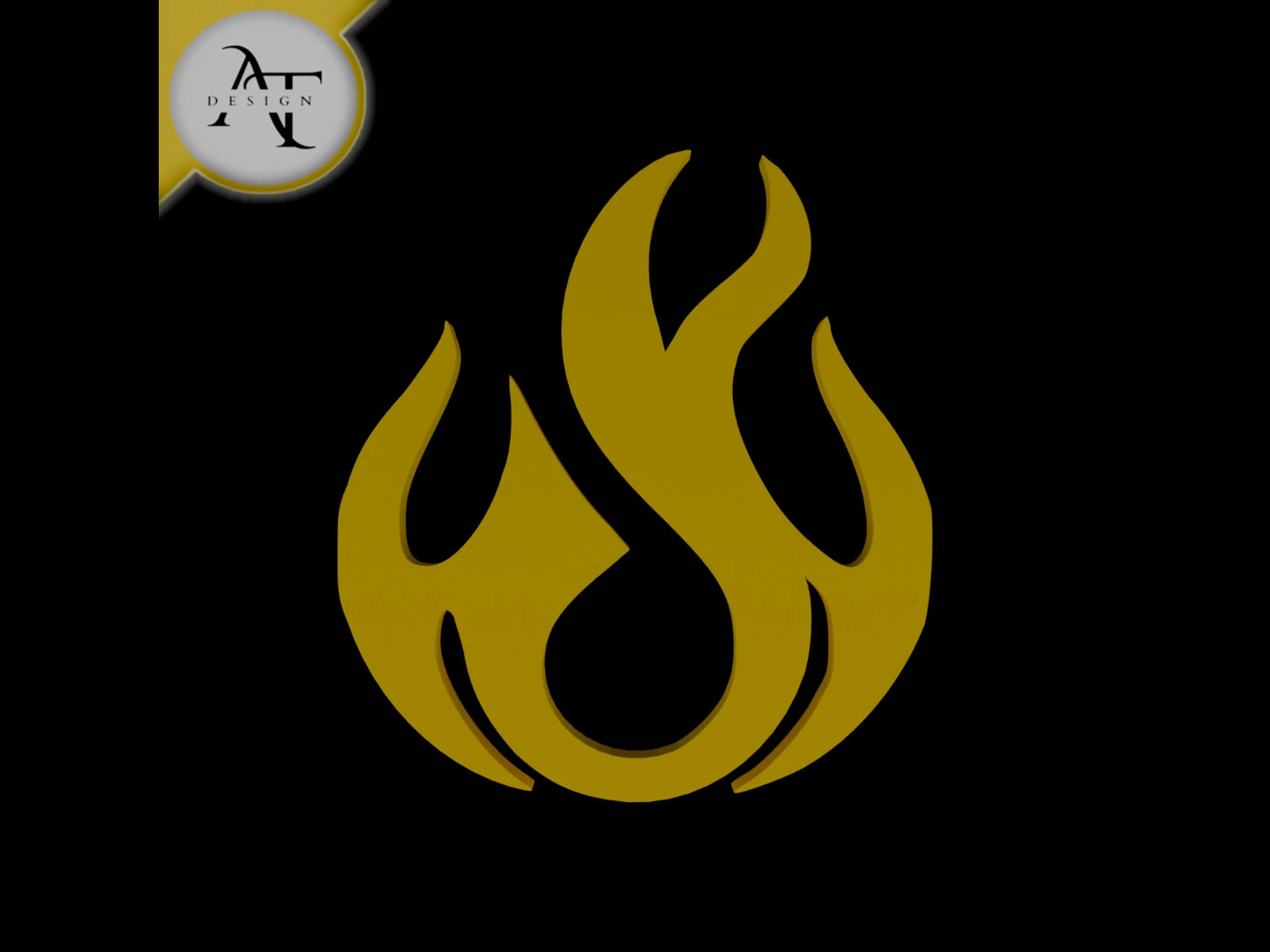 Simple Flame Symbol - 2D Art 3D Model .c4d .max .obj .3ds .fbx .stl .blend