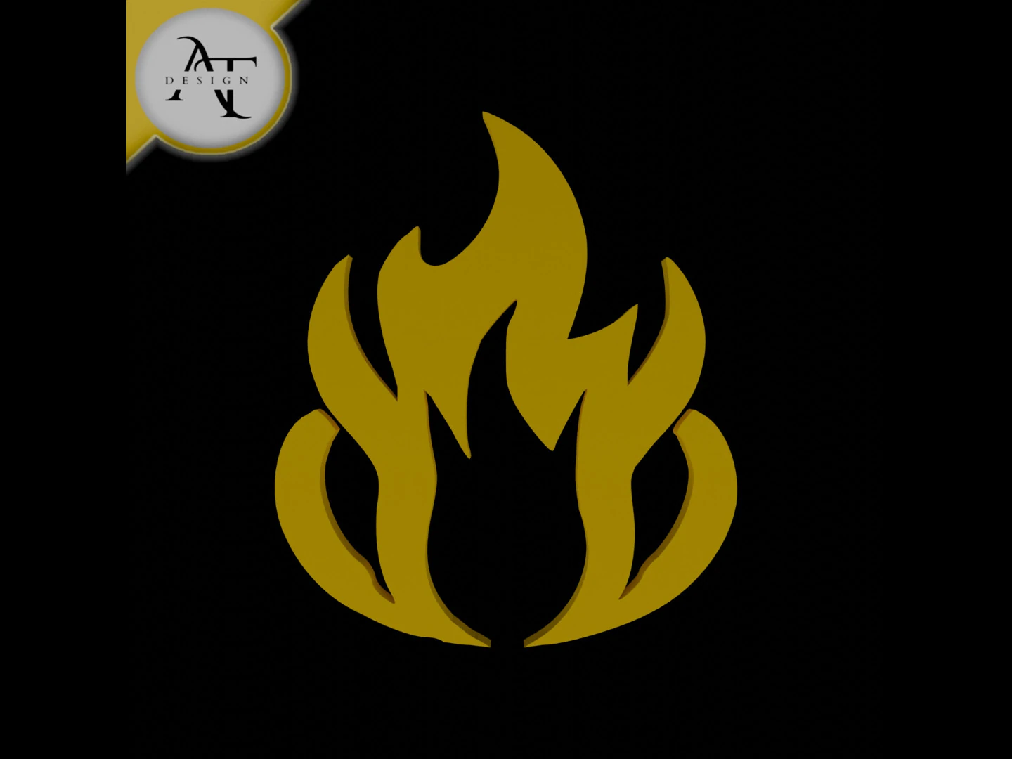 Simple Flame Symbol - 2D Art 3D Model .c4d .max .obj .3ds .fbx .stl .blend