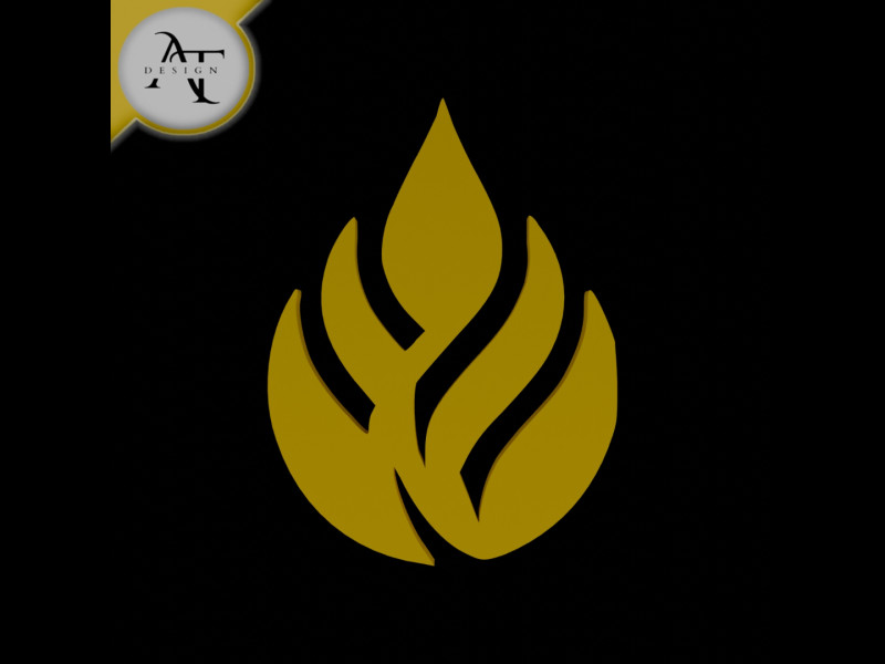 Simple Flame Symbol - 2D Art 3D Модель .c4d .max .obj .3ds .fbx .stl .blend