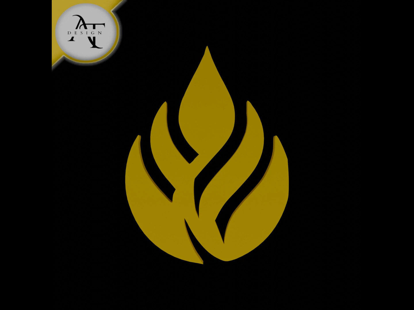 Simple Flame Symbol - 2D Art 3D Model .c4d .max .obj .3ds .fbx .stl .blend 