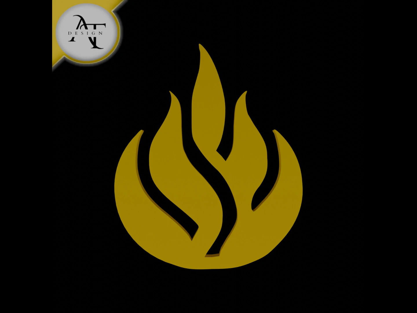 Simple Flame Symbol - 2D Art 3D Model .c4d .max .obj .3ds .fbx .stl .blend 