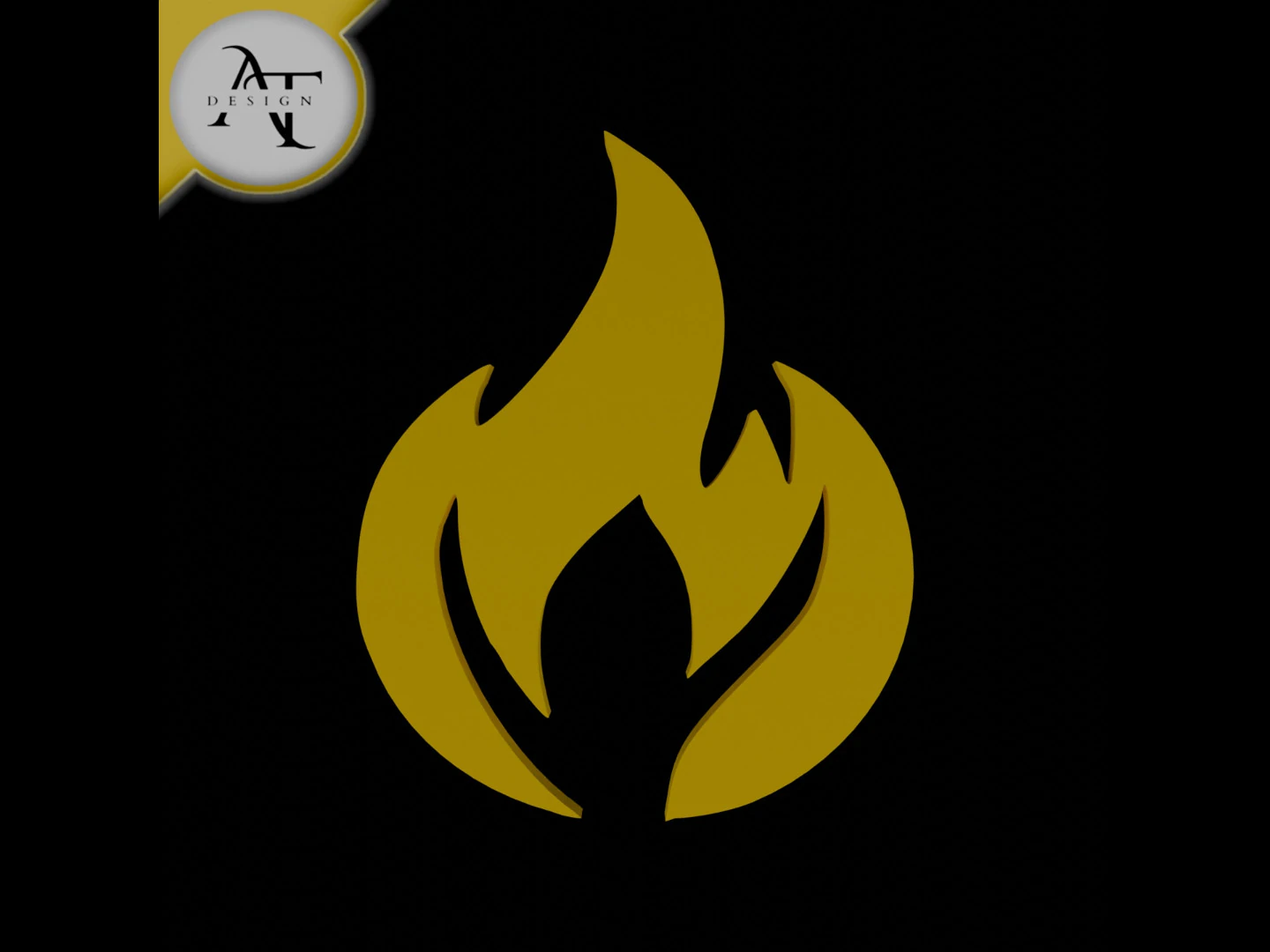 Simple Flame Symbol - 2D Art 3D Model .c4d .max .obj .3ds .fbx .stl .blend