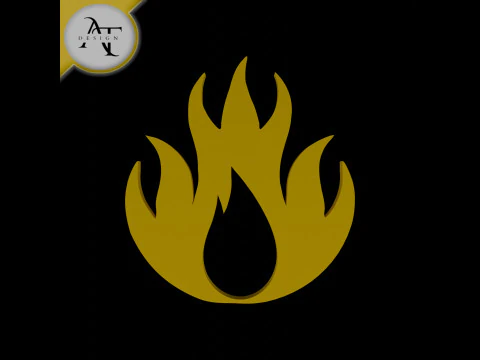 Простой символ пламени &mdash; 2D-арт 3D Модель
