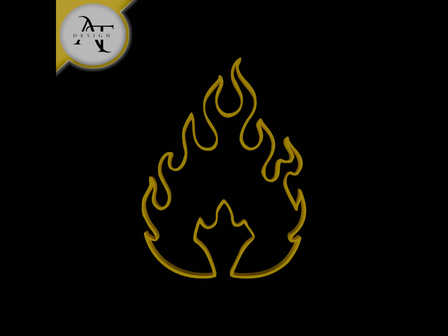 Simple Flame Symbol - 2D Art 3D Model .c4d .max .obj .3ds .fbx .stl .blend
