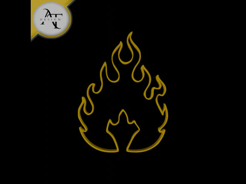 Simple Flame Symbol - 2D Art 3D Model