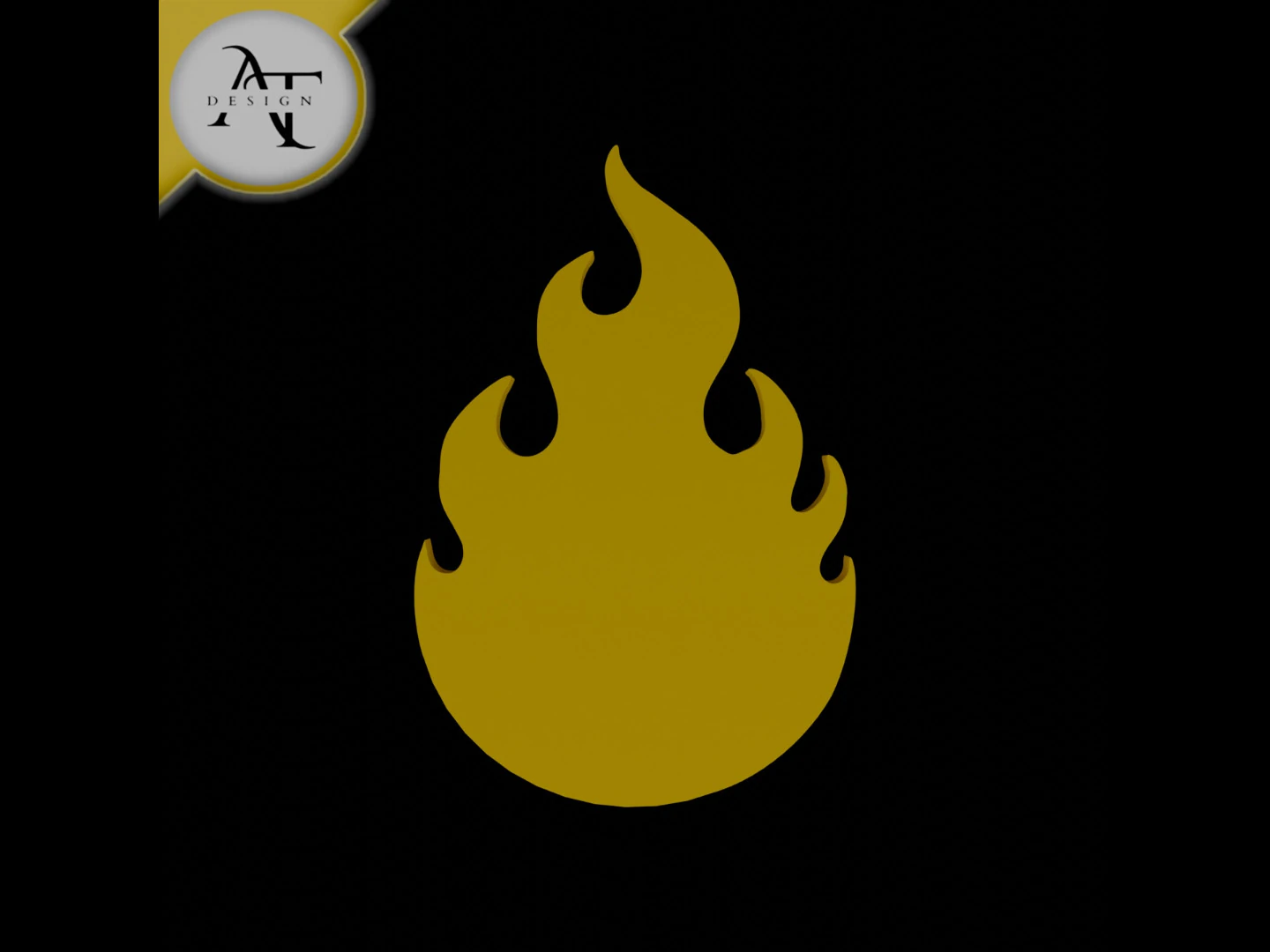 Simple Flame Symbol - 2D Art 3D Model .c4d .max .obj .3ds .fbx .stl .blend