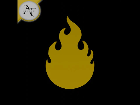 Simple Flame Symbol - 2D Art 3D Model