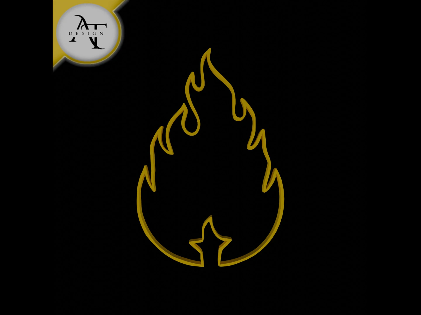 Simple Flame Symbol - 2D Art 3D Model .c4d .max .obj .3ds .fbx .stl .blend 
