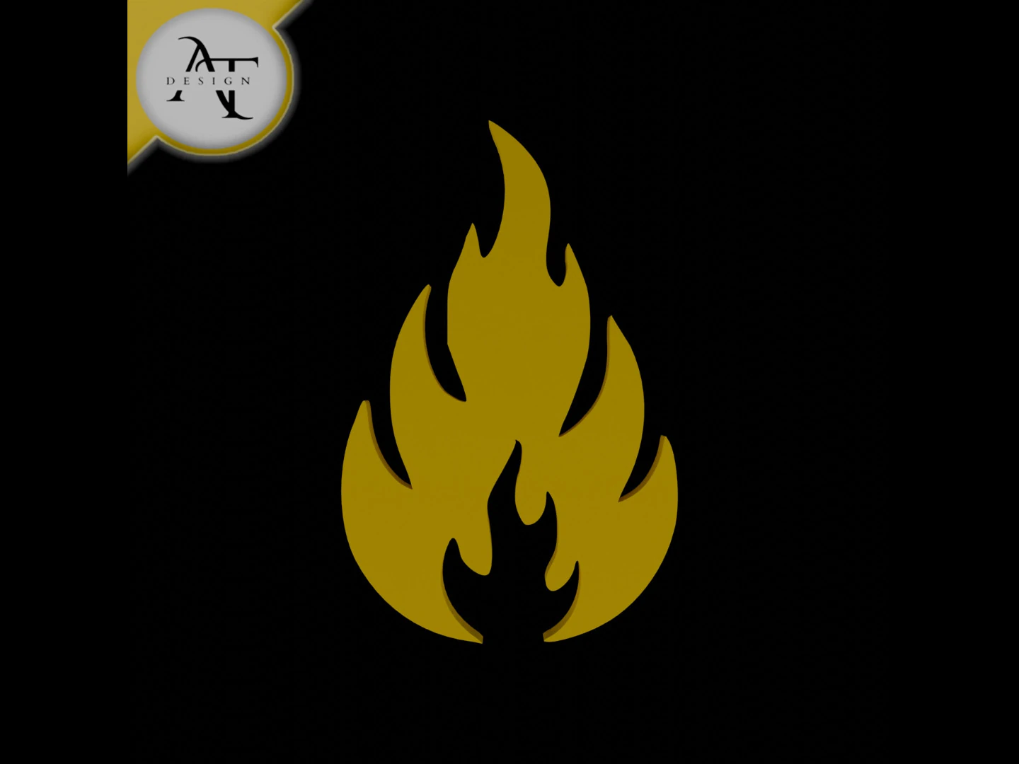 Simple Flame Symbol - 2D Art 3D Model .c4d .max .obj .3ds .fbx .stl .blend