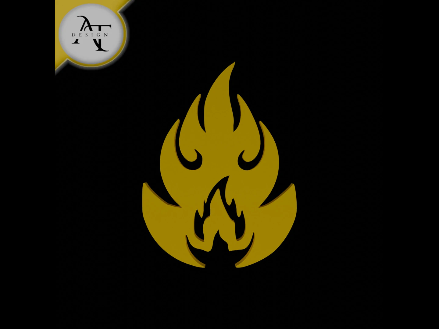 Simple Flame Symbol - 2D Art 3D Model .c4d .max .obj .3ds .fbx .stl .blend